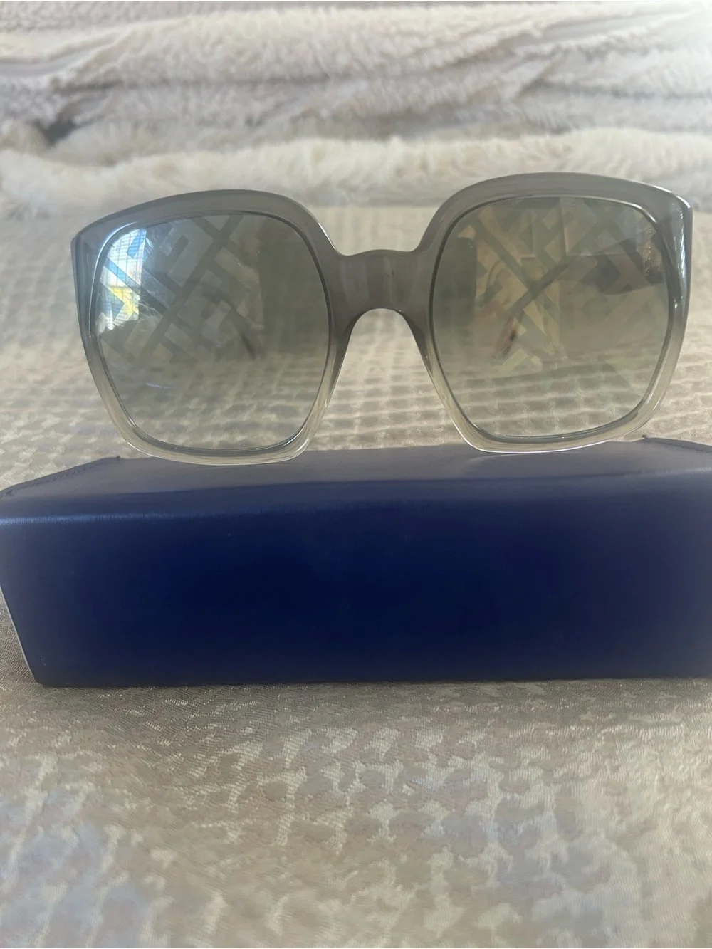 Gray Oversized Square Women's Sunglasses - Fendi